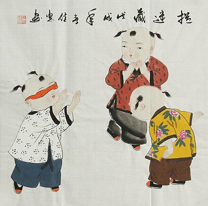 职业艺术家 周佳惠 童子 国画