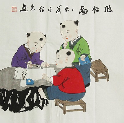 职业艺术家 周佳惠 童子 国画