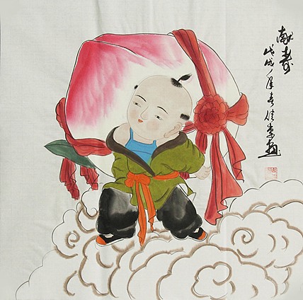 职业艺术家 周佳惠 童子 国画