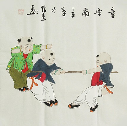 职业艺术家 周佳惠 童子 国画