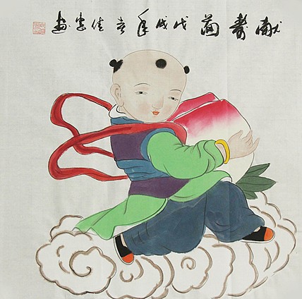 职业艺术家 周佳惠 童子 国画