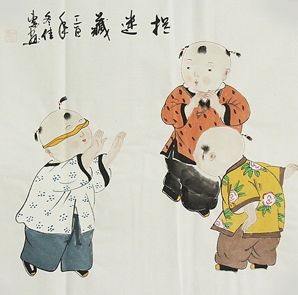 职业艺术家 周佳惠 童子 国画