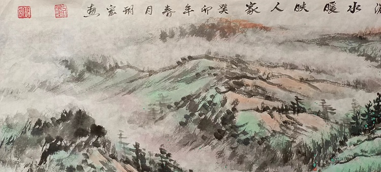 刘玥宏 溪畔春意浓水暖映人家