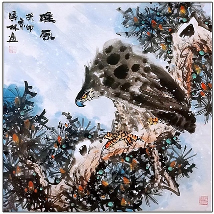 高晓林 （4010）国家一级美术师，江苏省美协会员，四尺斗方《雄风》