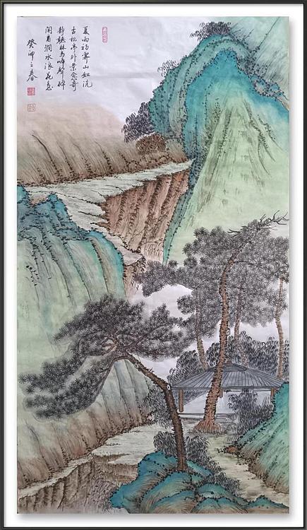 云海松涛 国画 夏日山亭