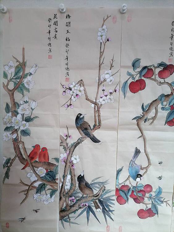 仟亿 新花鸟四条屏