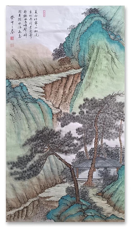 云海松涛 国画 夏日山亭
