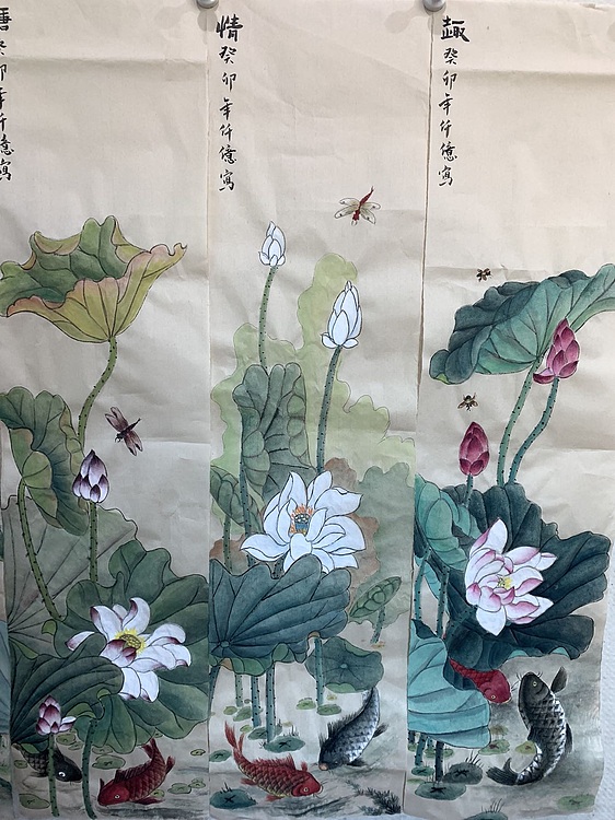 仟亿 荷塘情趣 四条屏