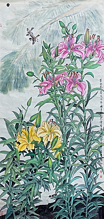 中国美术家协会会员 李克祥《百合花》精品国画