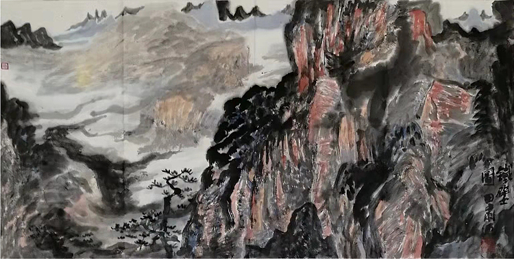 中国画学会理事 中国艺术研究院贾又福山水画工作室 田肃 （铁壁图）