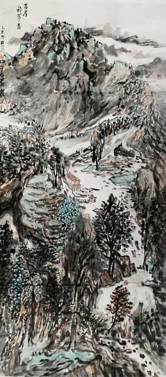 中国画学会理事 中国艺术研究院贾又福山水画工作室 田肃 （高崖积翠图）
