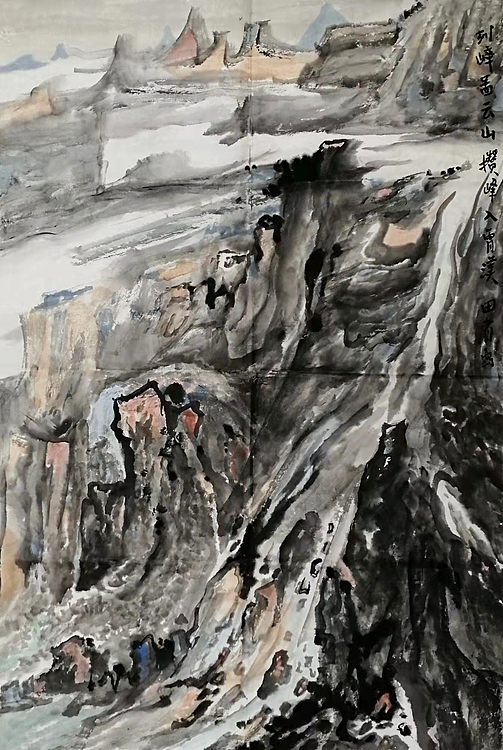 中国画学会理事 中国艺术研究院贾又福山水画工作室 田肃 （列嶂图云山）