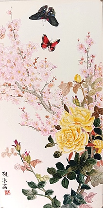 砚沐 春满园湖北美术学院艺术硕士李林国画作品