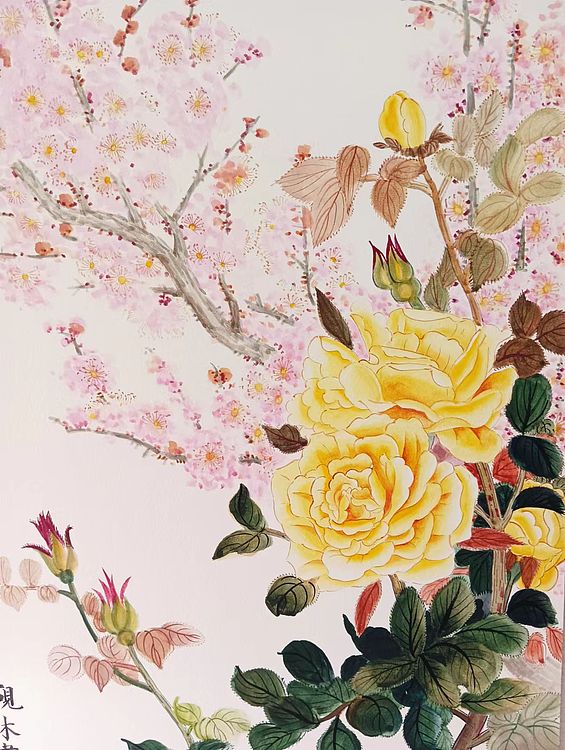 砚沐 春满园湖北美术学院艺术硕士李林国画作品
