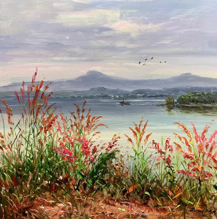 梁峰 江岸春花开