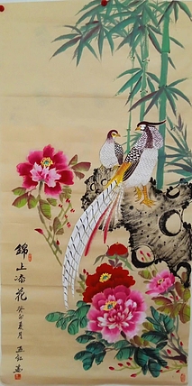职业书画家 孟红 仿古纸《锦上添花》