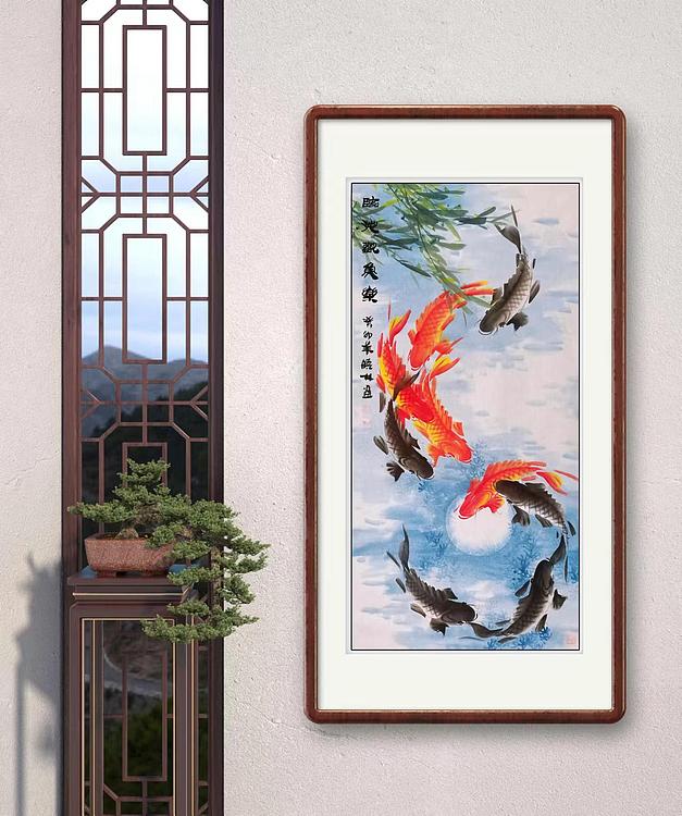 高晓林 （4089）国家一级美术师，江苏省美协会员《临池观鱼乐》