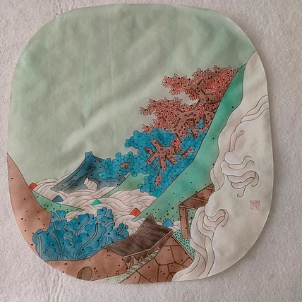 永遇乐 绢 工笔山水