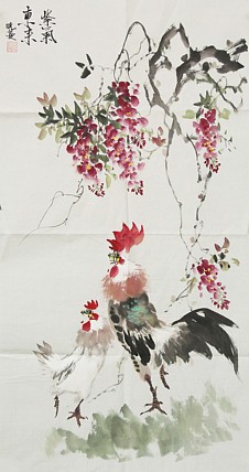 艺术家 晓蔓 紫气东来 国画作品