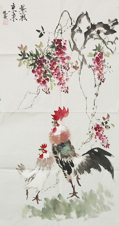 艺术家 晓蔓 紫气东来 国画作品