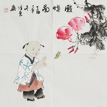 职业艺术家 周佳惠 童子 国画