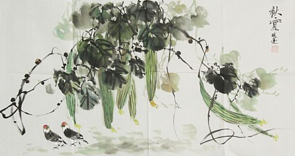 艺术家 晓蔓  秋实 国画作品