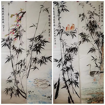 范彩君 墨竹四条屏