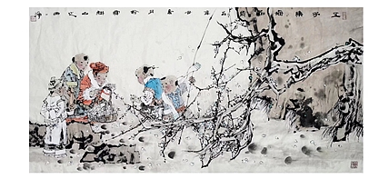 一淨 五子集梅图