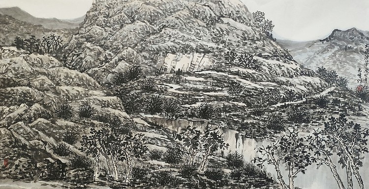 天津美院 包头市美协会员 李元峰 大漠沙梁