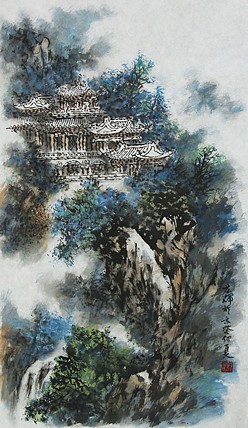 中国写意楼阁山水画派传承人 宋京辉 精品山水