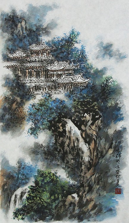 中国写意楼阁山水画派传承人 宋京辉 精品山水