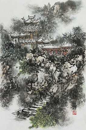 中国写意楼阁山水画派传承人 宋京辉 精品山水