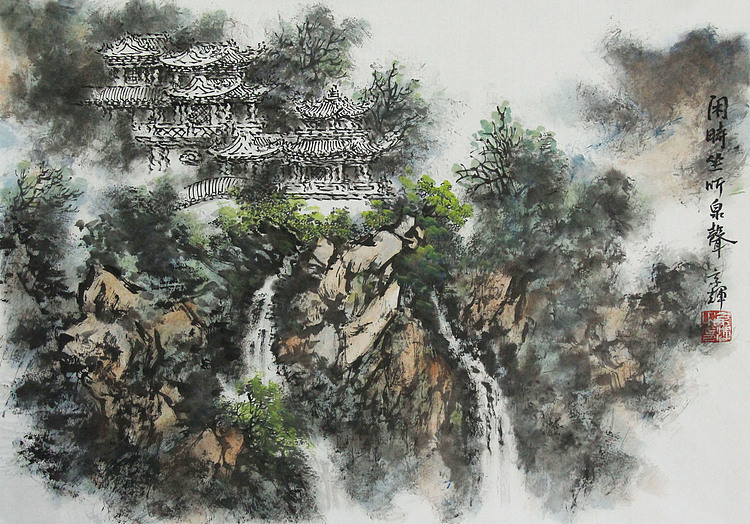 中国写意楼阁山水画派传承人 宋京辉 精品山水