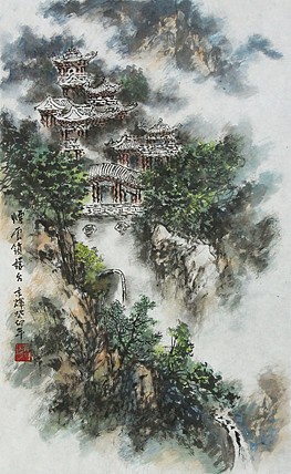 中国写意楼阁山水画派传承人 宋京辉 精品山水