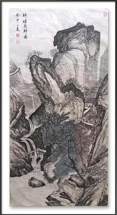 云海松涛 仿古画 唐伯虎骑驴思归图