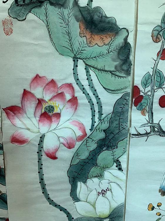 仟亿 花四条屏