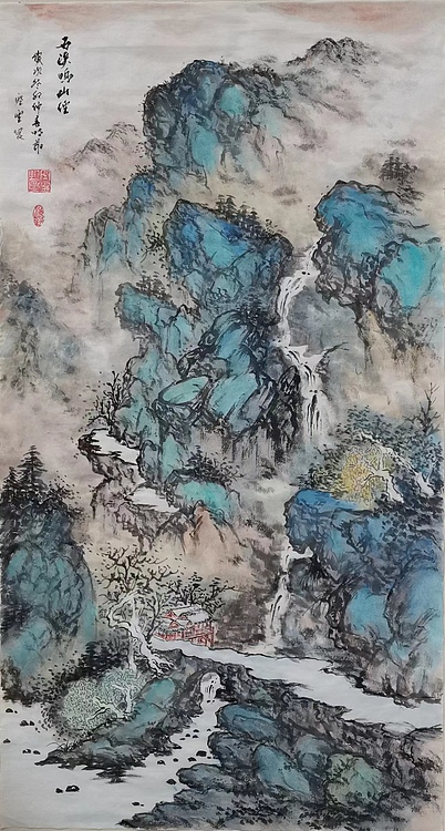中华海峡国画研究会常务理事 特聘职业书画家 胡强 石溪鸣山径