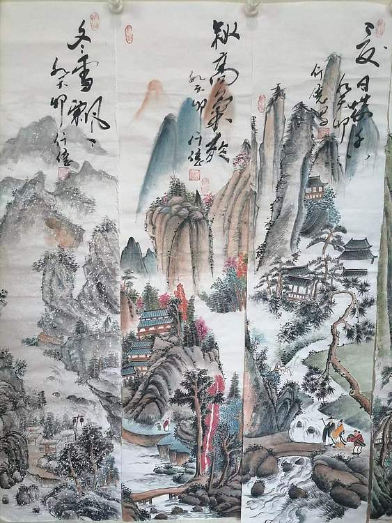 仟亿 春夏秋冬 新四条屏