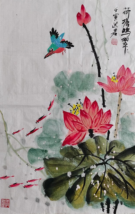 洪君 荷塘鸣翠