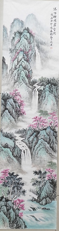 周植筠 瀑布横飞翠壑间