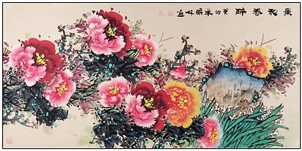 高晓林 （4201）国家一金美术师，江苏省美协会员 四尺《景和春醉》