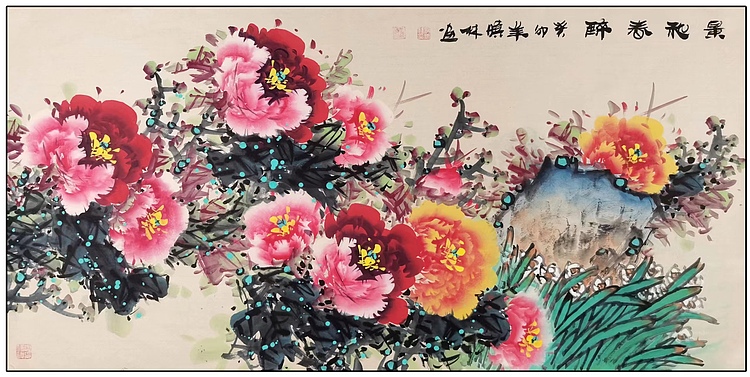 高晓林 （4201）国家一金美术师，江苏省美协会员 四尺《景和春醉》