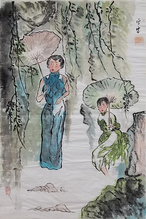 胡强 中华海峡国画研究会常务理事 特聘职业书画家 空靈 春雨