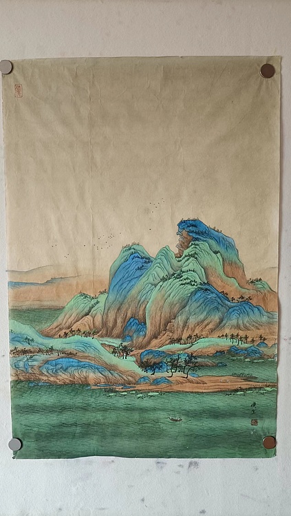 青年书画家 七汐 千里江山图（局部）