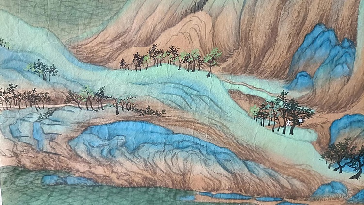 青年书画家 七汐 千里江山图（局部）