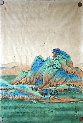 青年书画家 七汐 千里江山图（局部）