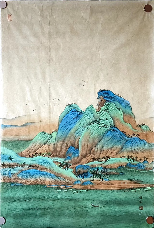 青年书画家 七汐 千里江山图（局部）
