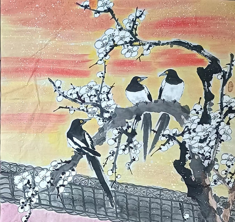 山东省美协会员 闫友会 四喜图