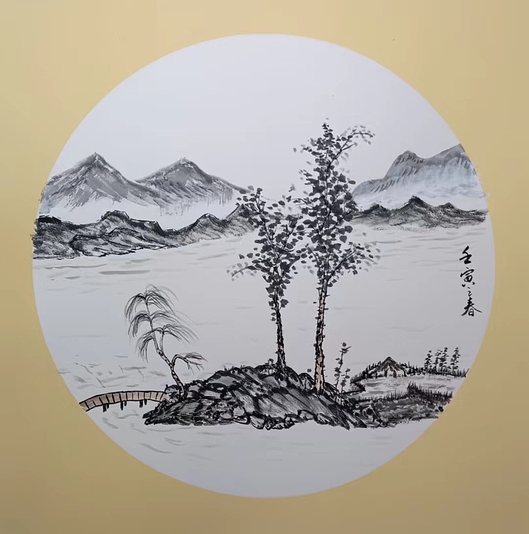 云海松涛 山水团扇六连幅