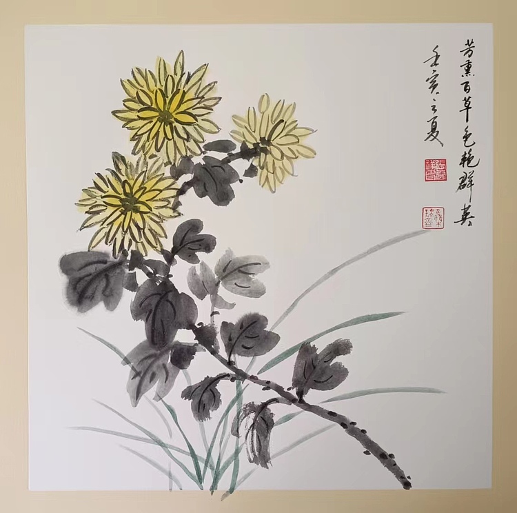 云海松涛 国画花鸟四连幅